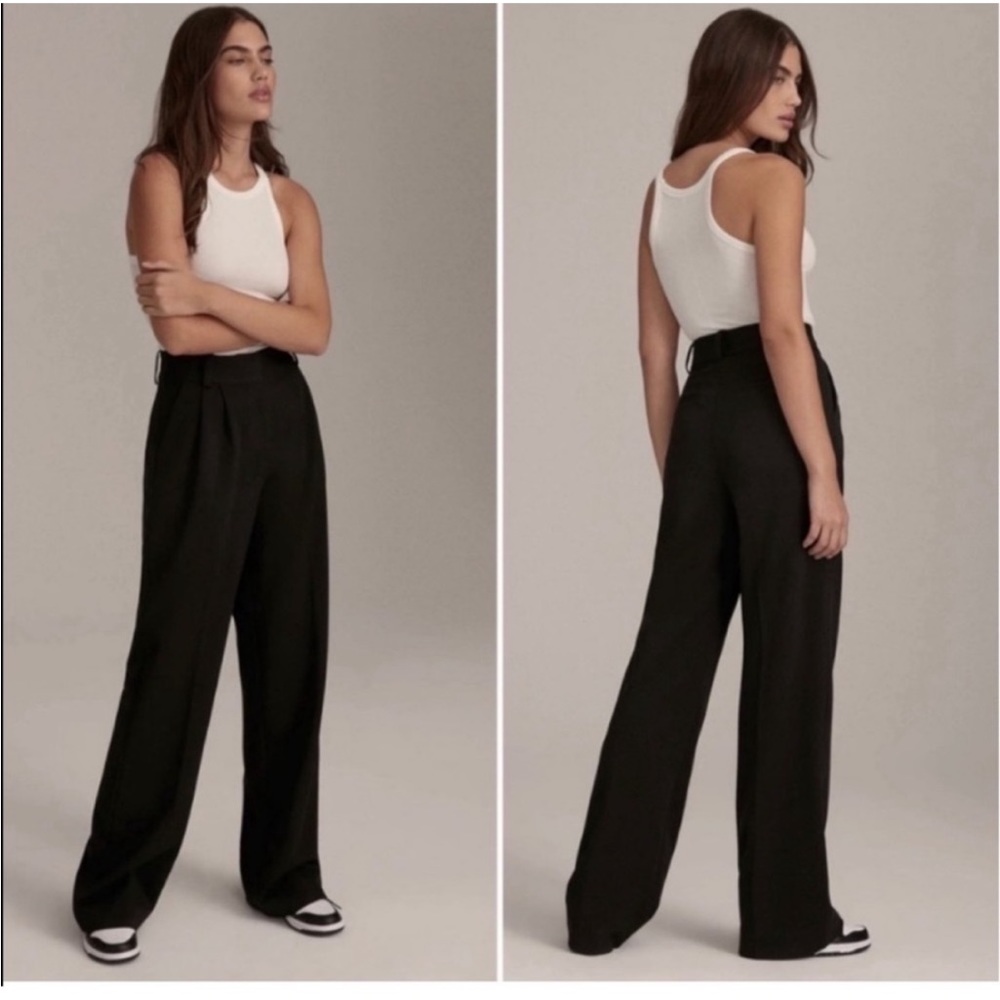 Favorite Daughter Classic Black Wide Leg Trousers